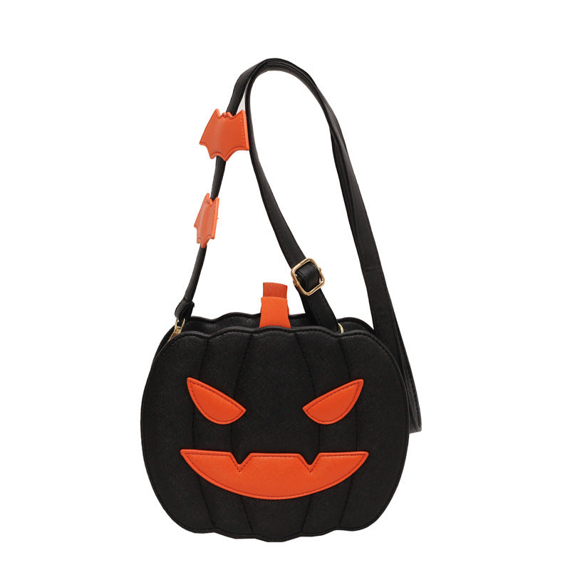 Funny Halloween Pumpkin Crossbody Bag with Bat – Personalized PU Shoulder Bag