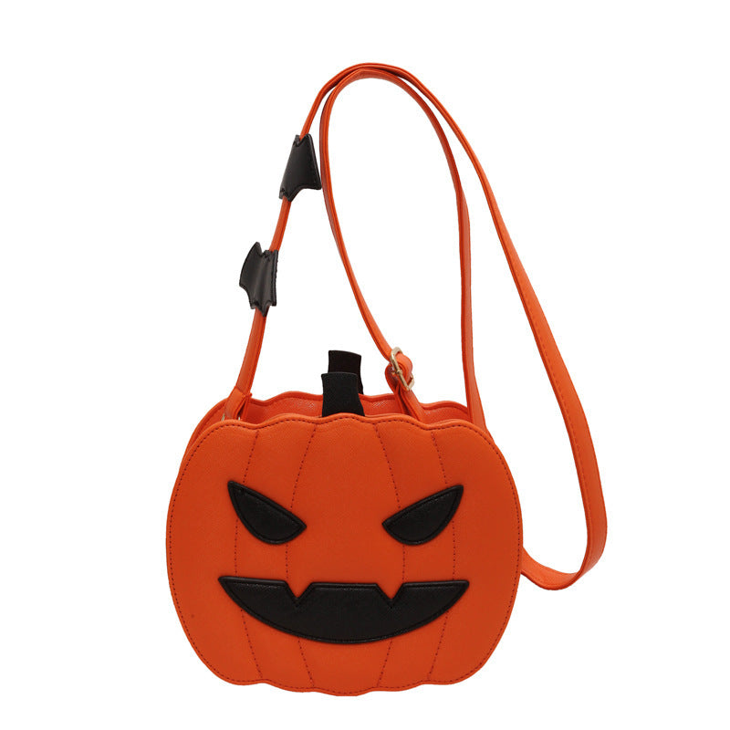 Funny Halloween Pumpkin Crossbody Bag with Bat – Personalized PU Shoulder Bag
